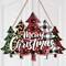 Merry Christmas Door Sign Buffalo Plaid Tree Wood Decor Farmhouse Hanging Plaque for Porch Xmas Front Outdoor Home Decor(Tree Style)